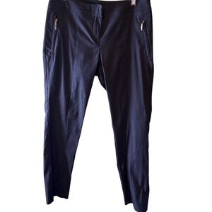 Izod Pants Womens Blue Sz 4 Dress Trousers Flat Front Zipper Pockets Front
